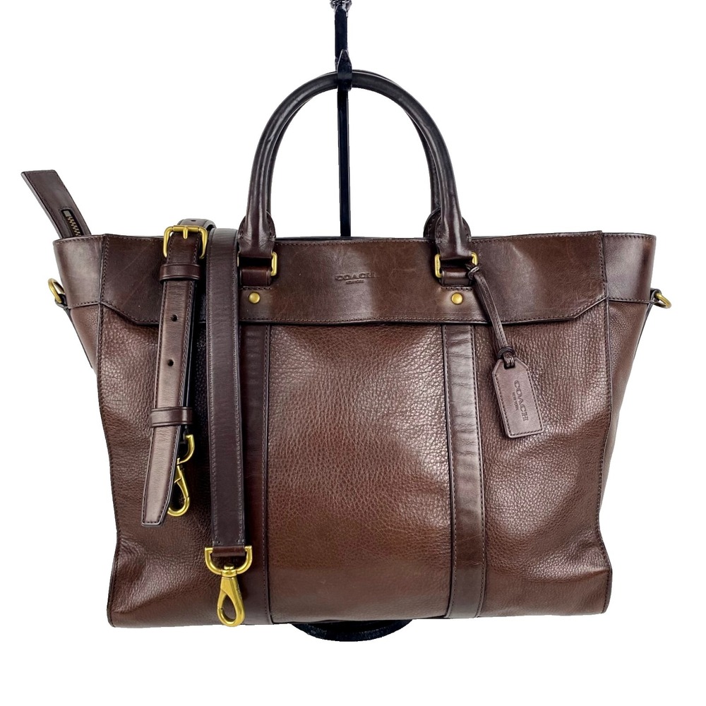Rare Coach Crosby Leather Briefcase Choc. Brown Tote Large Thick Strong Satchel